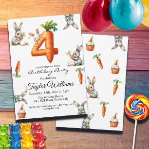 Invitation Bunnies et carottes 4ème anniversaire