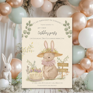Invitation Bunnies Fleurs Premier Anniversaire