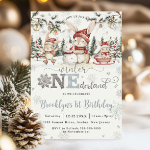 Invitation Bunnies Winter ONE derland Noël 1er anniversaire