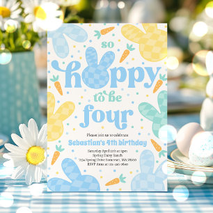 Invitation Bunny 4Anniversaire Fête Printemps Garçon Bunny An