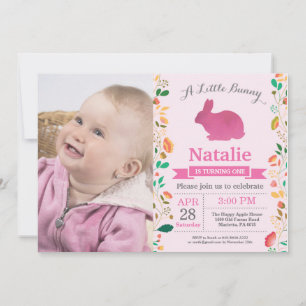 Invitation Bunny Anniversaire Fille de Pâques Oeuf 1er Annive
