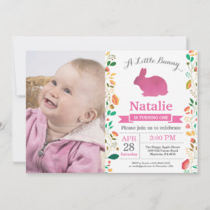 Invitation Bunny Anniversaire Fille de Pâques Oeuf 1er Annive