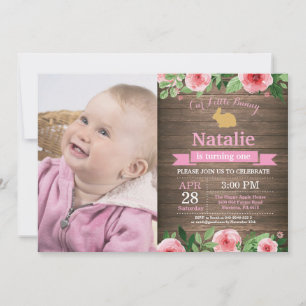 Invitation Bunny Anniversaire Fille de Pâques Oeuf 1er Annive