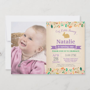 Invitation Bunny Anniversaire Fille de Pâques Oeuf 1er Annive
