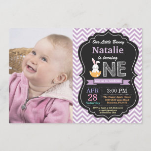 Invitation Bunny Anniversaire Fille de Pâques Oeuf 1er Annive