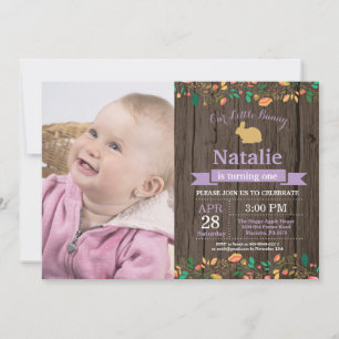 Invitation Bunny Anniversaire Fille de Pâques Oeuf 1er Annive