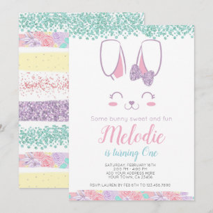Invitation Bunny Anniversaire Invitation, Tout âge, 1er anniv