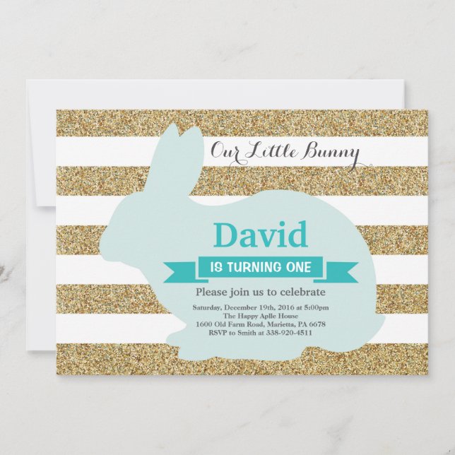 Invitation Bunny Anniversaire Oeuf de Pâques 1er premier anni (Devant)