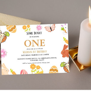 Invitation Bunny Anniversaire Oeuf de Pâques 1er premier anni