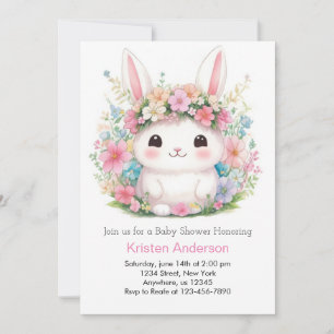 Invitation Bunny Baby Girl Douche