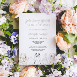 Invitation Bunny Baby shower genre neutre