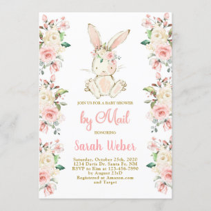 Invitation Bunny baby shower par mail girl