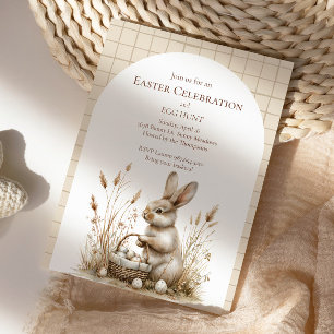 Invitation Bunny beige Boho de la fête de Pâques