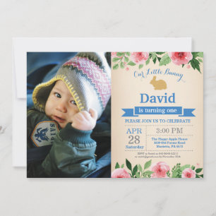 Invitation Bunny Birthday Boy Easter Egg 1er Anniversaire