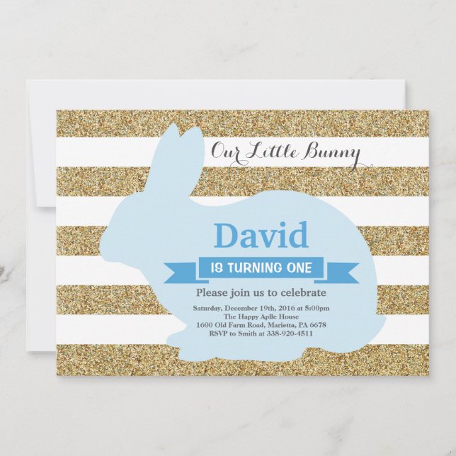 Invitation Bunny Birthday Boy Easter Egg 1er Anniversaire (Devant)