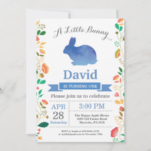 Invitation Bunny Birthday Boy Easter Egg 1er Anniversaire