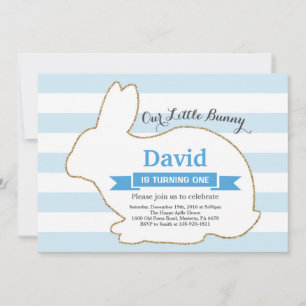Invitation Bunny Birthday Boy Easter Egg 1er Anniversaire