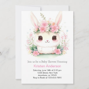 Invitation Bunny Bliss : Whimsical Baby Girl's Shower