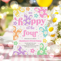 Bunny Daisy Floral Pastel Printemps 4ème anniversa