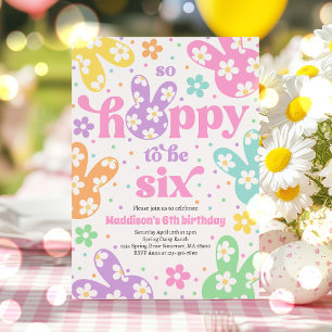 Invitation Bunny Daisy Floral Pastel Printemps 6e anniversair