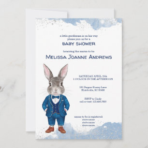 Invitation Bunny Dapper dans un Baby shower de garçon en cost