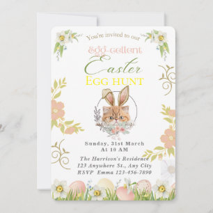 Invitation Bunny de chats orange personnalisable Pâques