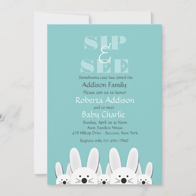 Invitation Bunny Family Sip et voir l'invitation (Devant)