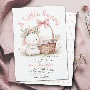 Invitation Bunny Fleurs sauvages Bow pique-nique rose bébé fi