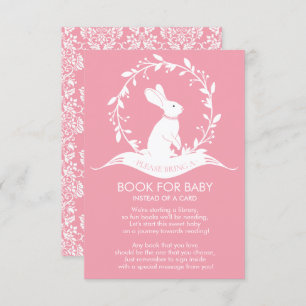 Invitation Bunny Girls Baby shower Book for Baby Card