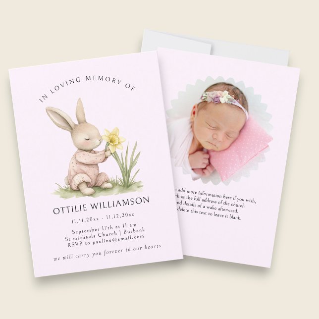 Invitation Bunny In Loving Memory Announcement (Créateur téléchargé)