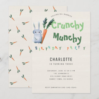 Invitation Bunny Munchy Crunchy Anniversaire Fête Drôle migno