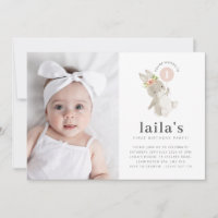 Bunny Pink Balloon Photo 1er Anniversaire Invitati