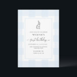 Invitation Bunny Rabbit Bleu En vichy 1er Anniversaire Invita<br><div class="desc">Célébrez le premier anniversaire de votre fils avec cette invitation classique en vichy baby shower garçon. Le design se compose d'un design en vichy intemporel et d'un lapin dessiné à la main. L'en-tête de script "premier anniversaire" est une image qui ne peut pas être modifiée. L'image de titre peut être...</div>