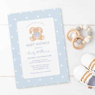 Invitation Bunny Rabbit Classic Pois Baby shower garçon