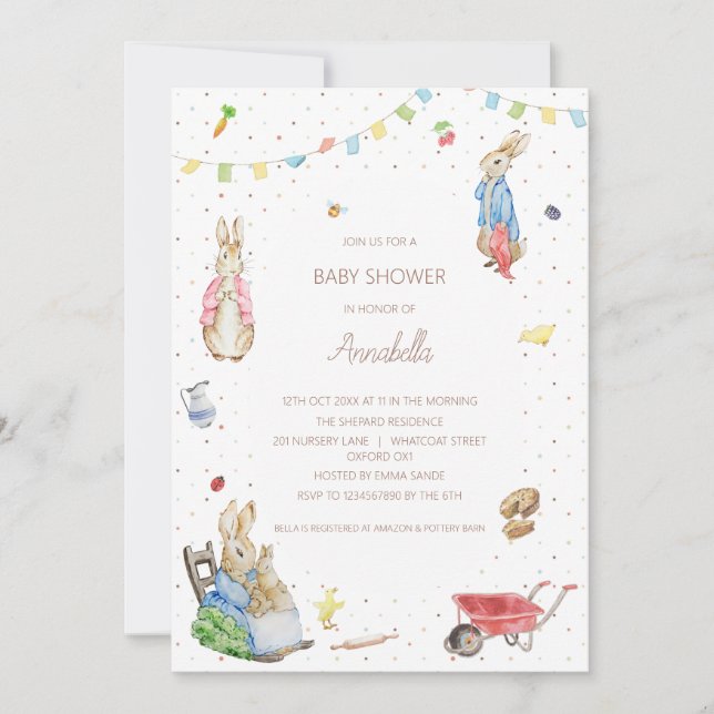 Invitation Bunny Rabbit et Baby Shower de Famille  (Devant)