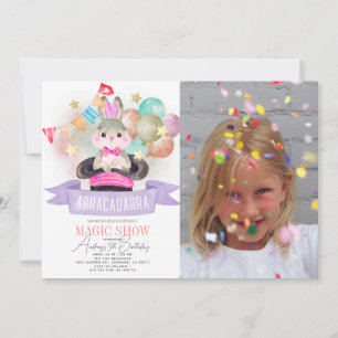 Invitation Bunny Rabbit Magic Show Girl Birthday Photo
