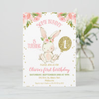 Bunny rose et or floral 1er anniversaire