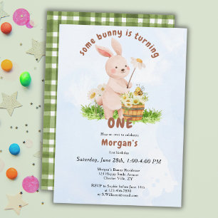Invitation Bunny tourne un mignon bébé lapin 1er anniversaire