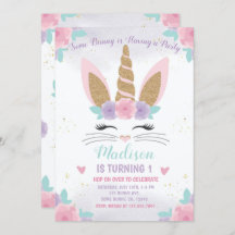 Bunny Unicorn Anniversaire Invitation, Bunny Anniv