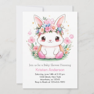 Invitation Bunny Wonderscape Girl Baby shower