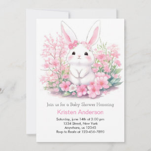Invitation Bunny's Pink Woodland Adventure Baby shower