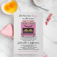 Buns Roses Dans Le Four Twins Baby shower Invitati