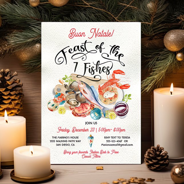 Invitation Buon Natale Fête des 7 Poissons Fête de Noël (Créateur téléchargé)