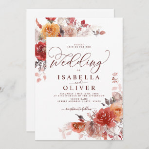 Invitation Burange Boho Terracotta Marsala Mariage Invit