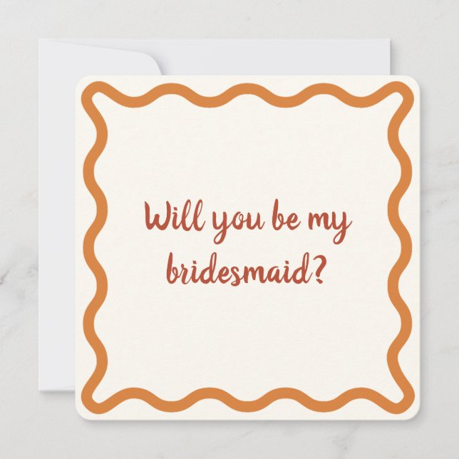 Invitation Burange Orange les années 70 Retro Bridesmaid Prop (Devant)