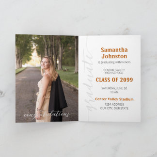Invitation Burange Orange - Script Graduate Photo moderne