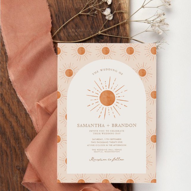 Invitation Burange Sun Celestial Boho Mariage Qr Code (Créateur téléchargé)