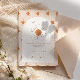 Invitation Burange Sun Celestial Boho Mariage Qr Code