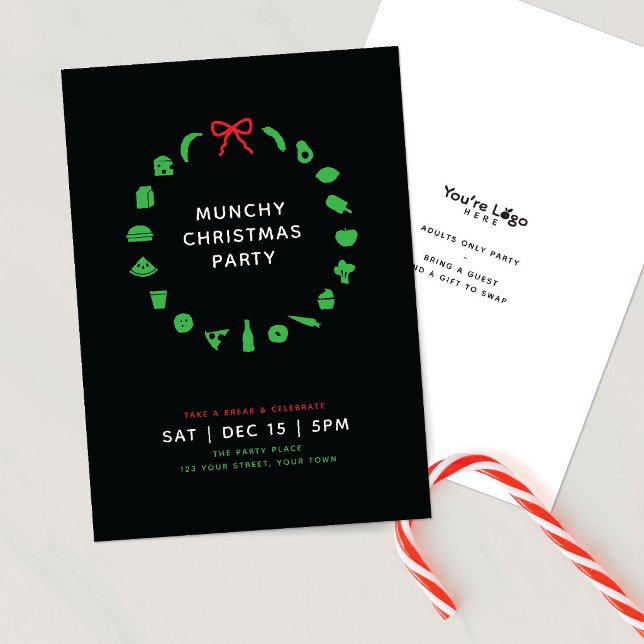 Invitation Bureau | Couronne d'icônes de nourriture festive p (Créateur téléchargé)