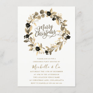 Invitation Bureau de la couronne d'or Fête de Noël de famille